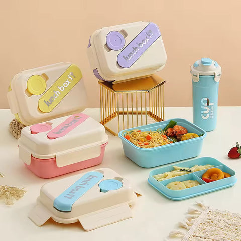 Stylish Lunch Box Set - Food Storage Leakproof with Spoon and Bottle(Cup)| Plastic Insulated Tiffin Box | Ideal for School, Office, Picnic