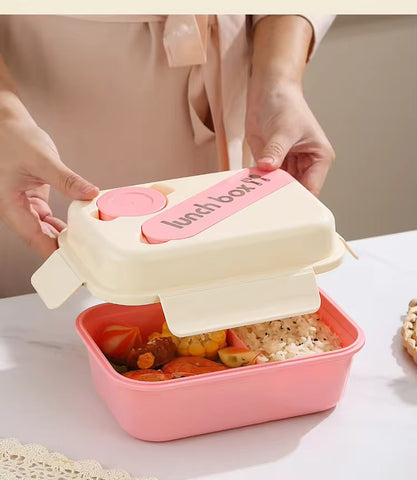 Stylish Lunch Box Set - Food Storage Leakproof with Spoon and Bottle(Cup)| Plastic Insulated Tiffin Box | Ideal for School, Office, Picnic