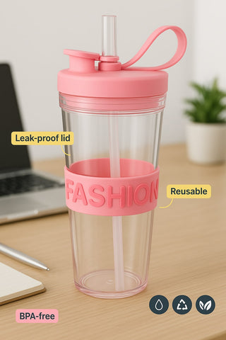 Fashion Water Bottle - Leak Proof,Non-Toxic Transparent Water Bottle For Office, Gym, School, College, Home (Purple)