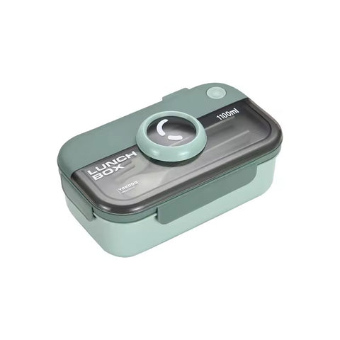 Leakproof Camera Style Bento Lunch Box- Food Container with Spoon and Fork,Portable Microwave Safe and Stylish for Work School Picnic Outdoor