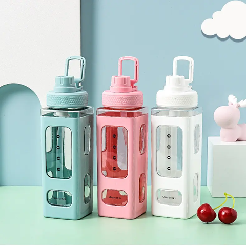 Stylish & Cute Transparent Water Bottle with Flip Top Sipper – Ideal for Ofiice,Traval, School| Compact, Trendy & Reusable (Green)
