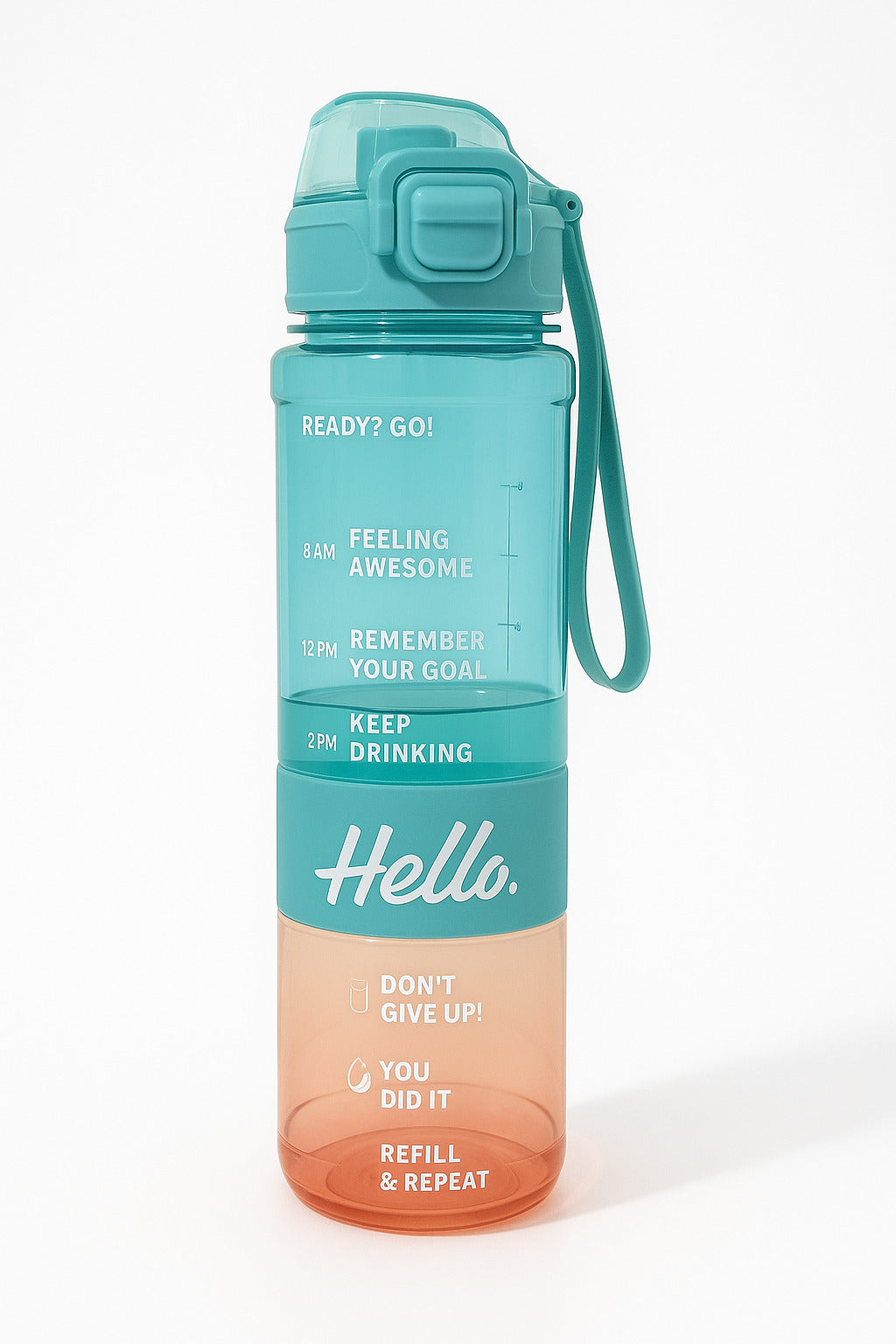 Stylish Water Bottle with Secure Lock, ML Marking & Motivational Phrases for Daily Water Intake – BPA-Free, Leakproof & Ideal for Gym, Workout, Travel, School & Office Use (Green)