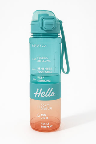 Stylish Water Bottle with Secure Lock, ML Marking & Motivational Phrases for Daily Water Intake – BPA-Free, Leakproof & Ideal for Gym, Workout, Travel, School & Office Use (Green)