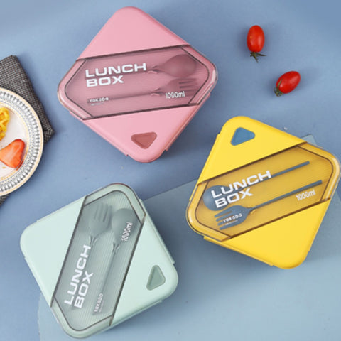 Modern Look Plastic Tiffin Lunch Box Container with 4 Side Clip Lock Lid for Office & School Use