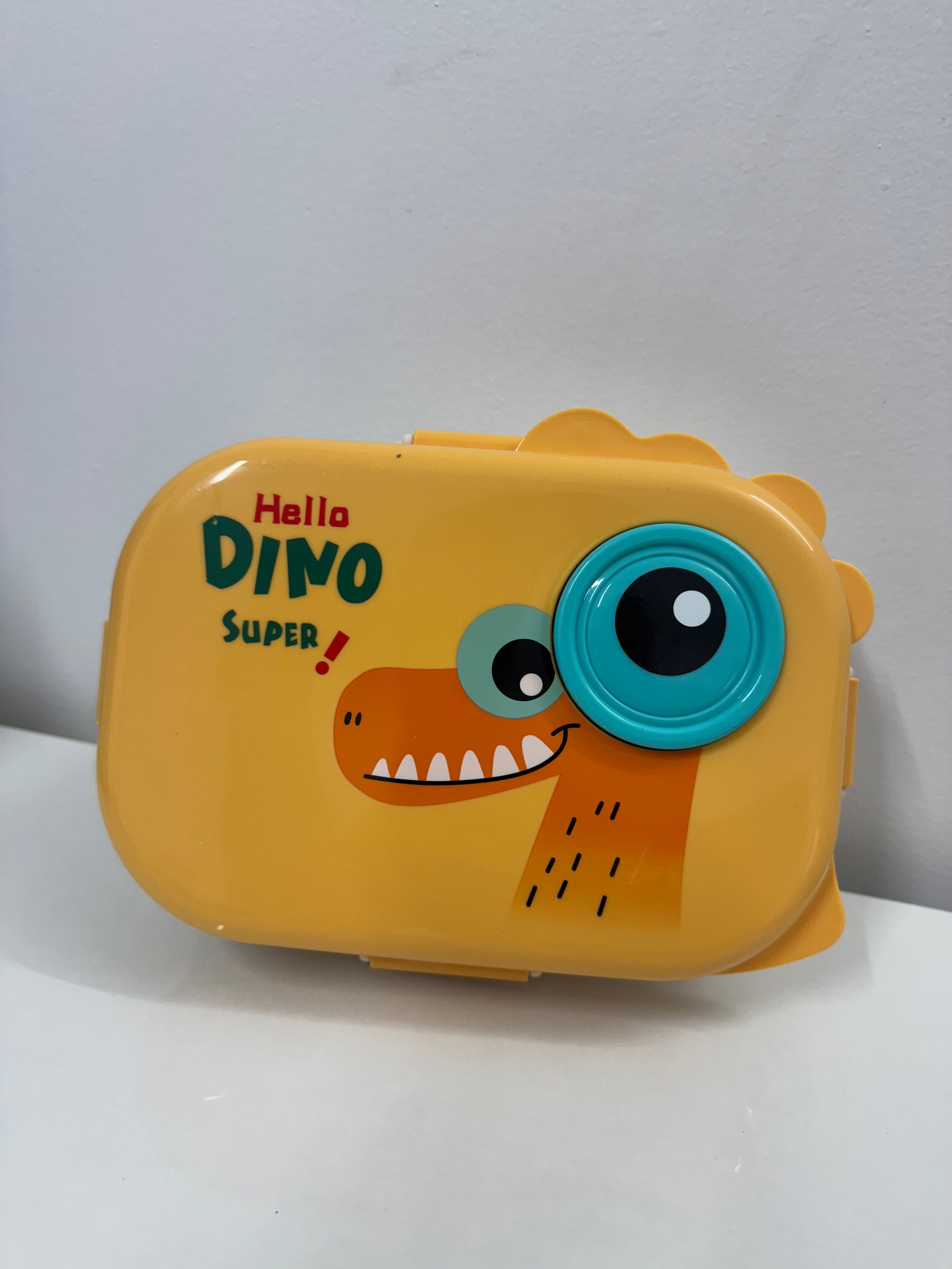 Dino Buddy Colourful Leakproof Kids Lunch Box with Cartoon Design and Cutlery Set – Fun, Durable, BPA-Free, Easy Open Clips – Ideal for School, Daycare, Picnics, Travel