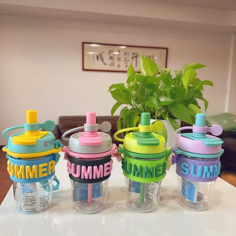 Summer Water Bottle with Sipper - Ideal for School, Office, Travel | Stylish and Durable Design for Daily (Yellow)