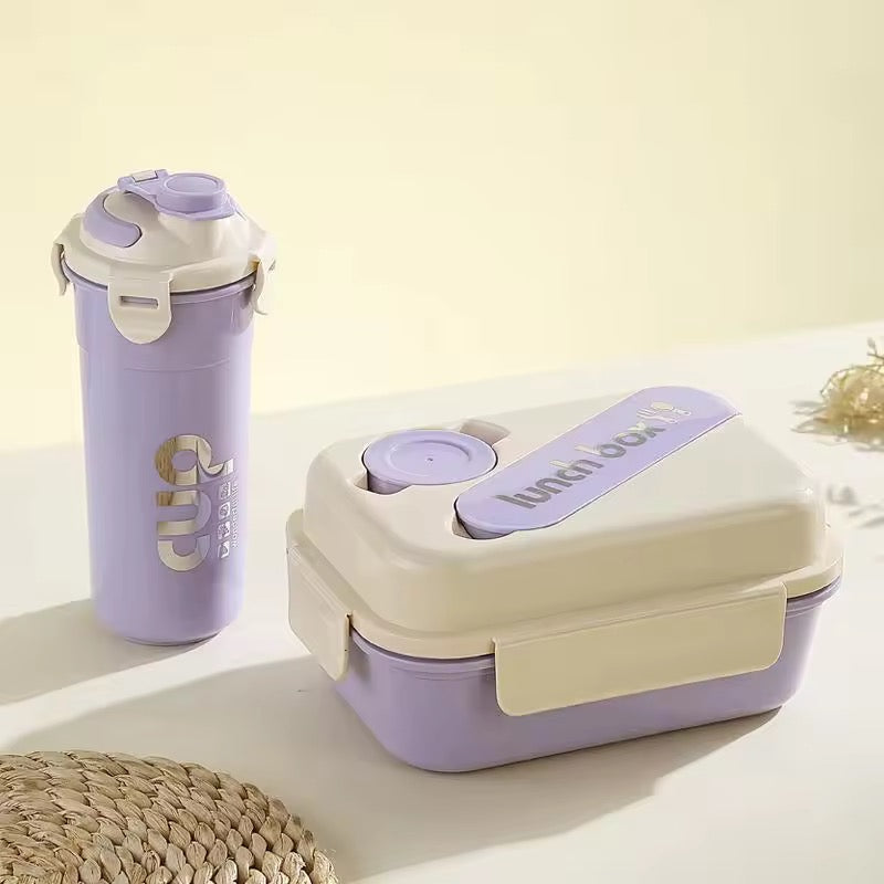 Stylish Lunch Box Set - Food Storage Leakproof with Spoon and Bottle(Cup)| Plastic Insulated Tiffin Box | Ideal for School, Office, Picnic