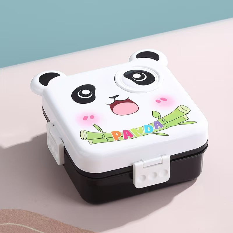 Panda Lunch Box 2 Layer Lunch Box Comes with 1 Small Container & 1 Spoon| Ideal for School, Picnic, Office & Outdoor