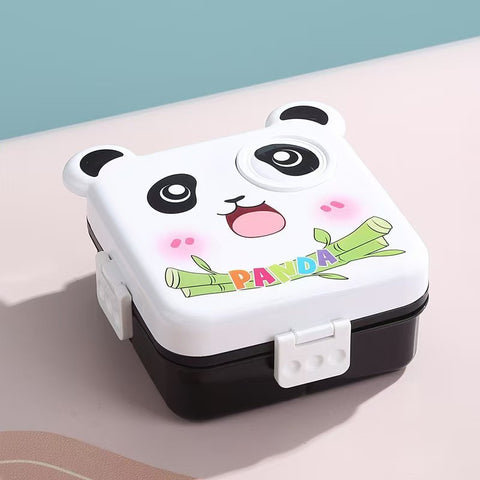 Panda Lunch Box 2 Layer Lunch Box Comes with 1 Small Container & 1 Spoon| Ideal for School, Picnic, Office & Outdoor