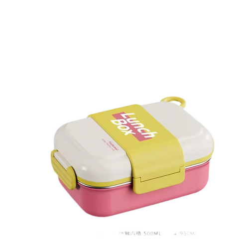 3-Compartment Stainless Steel Lunch Box with Leakproof Lid and Cutlery Set - Portable Food Storage Container for School Office and Picnic Use