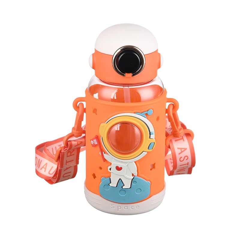 Space Theme Vibrant Kids Bottle - Cute Design with Handle | Stylish & Attractive | Perfect for School and Travel (Pink)