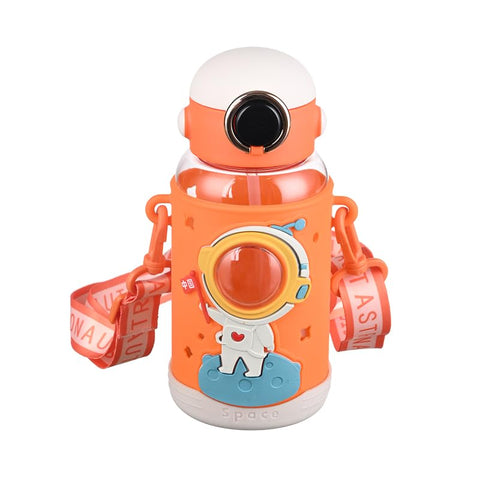 Space Theme Vibrant Kids Bottle - Cute Design with Handle | Stylish & Attractive | Perfect for School and Travel (Pink)