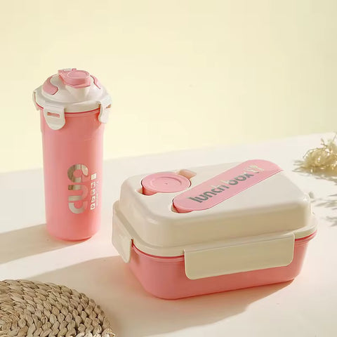 Stylish Lunch Box Set - Food Storage Leakproof with Spoon and Bottle(Cup)| Plastic Insulated Tiffin Box | Ideal for School, Office, Picnic