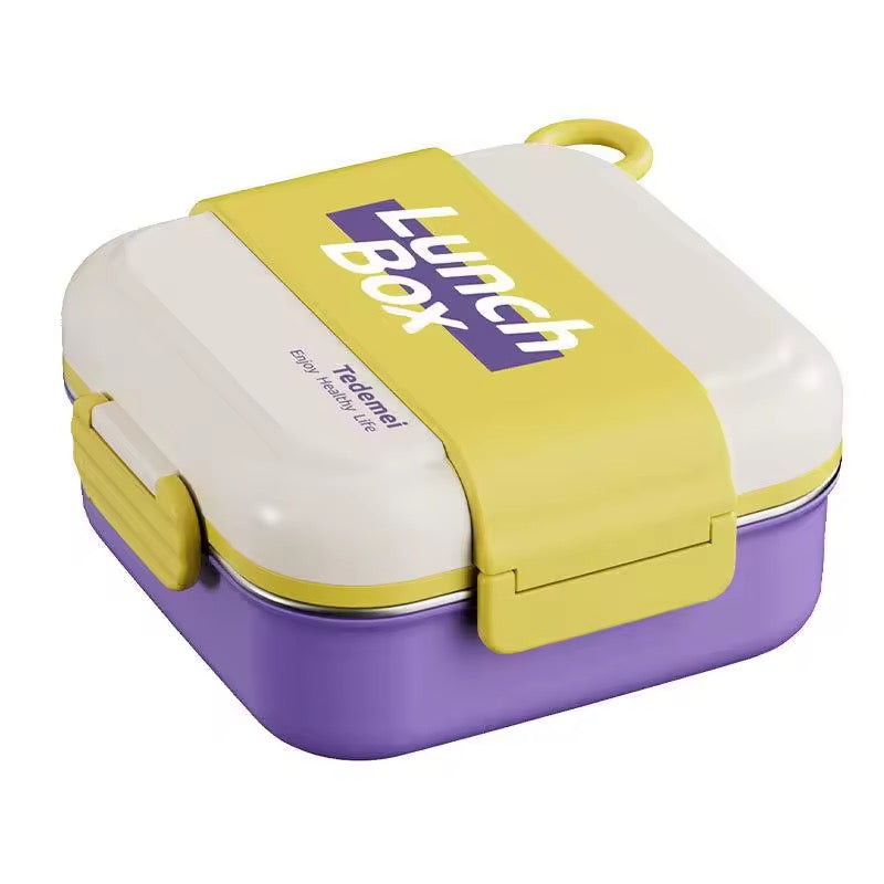 Stainless Steel Lunch Box with 3 Compartment Inner Steel, 1 Small Container,1 Spoon/Fork- Leakproof BPA Free Heating & Water Insulation Design