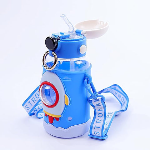 Space Theme Vibrant Kids Bottle - Cute Design with Handle | Stylish & Attractive | Perfect for School and Travel (Pink)