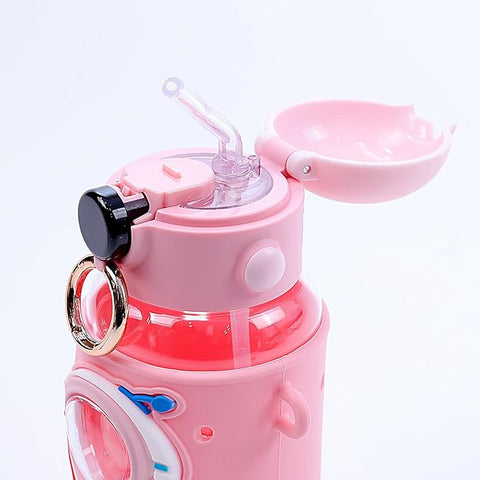 Space Theme Vibrant Kids Bottle - Cute Design with Handle | Stylish & Attractive | Perfect for School and Travel (Pink)