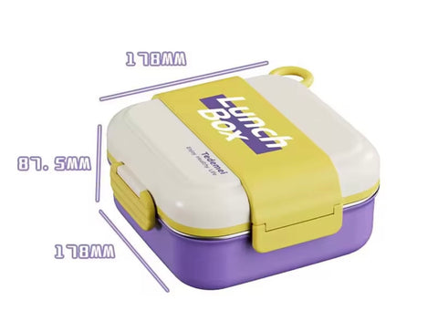 Stainless Steel Lunch Box with 3 Compartment Inner Steel, 1 Small Container,1 Spoon/Fork- Leakproof BPA Free Heating & Water Insulation Design