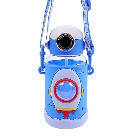 Space Theme Vibrant Kids Bottle - Cute Design with Handle | Stylish & Attractive | Perfect for School and Travel (Pink)