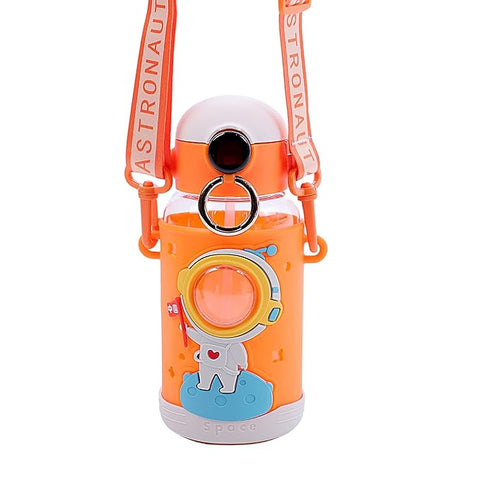 Space Theme Vibrant Kids Bottle - Cute Design with Handle | Stylish & Attractive | Perfect for School and Travel (Pink)