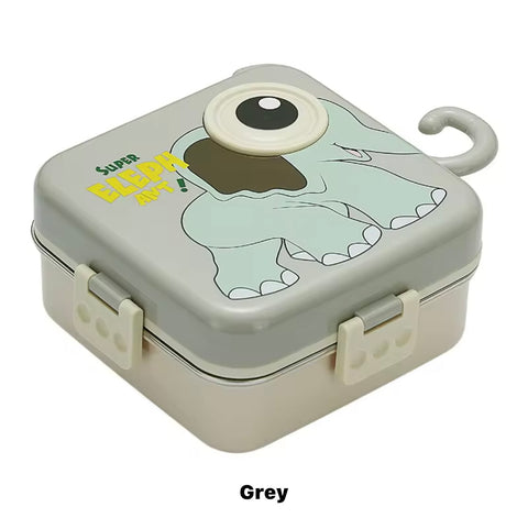 Elephant School Children Bento Lunch Box Cute Cartoon Printing| Super Elephant Lunch Box 2 Layer Stainless Steel Lunch Box|BPA Free Ideal for Kids