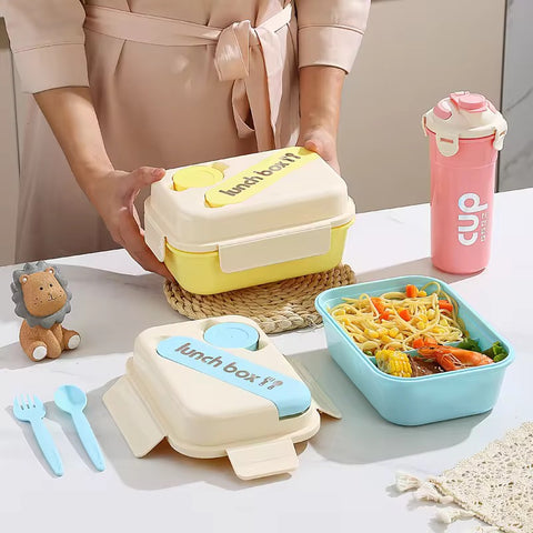 Stylish Lunch Box Set - Food Storage Leakproof with Spoon and Bottle(Cup)| Plastic Insulated Tiffin Box | Ideal for School, Office, Picnic