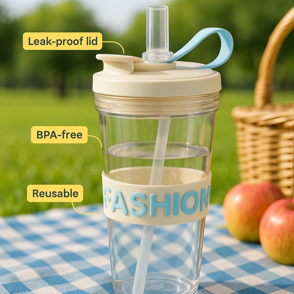 Fashion Water Bottle - Leak Proof,Non-Toxic Transparent Water Bottle For Office, Gym, School, College, Home (Purple)