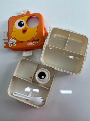 Super Chicken Lunch Box –Plastic Tiffin for School with Spoon, BPA-Free | Leak-Resistant Bento Box | Ideal for School, Picnic, Office & Outdoor