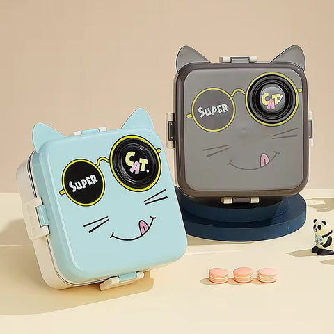 Cute Cat Design 3 Compartment Kids
PP Plastic Lunch Box Portable |Plastic Lunch Box Bento Lunch Box