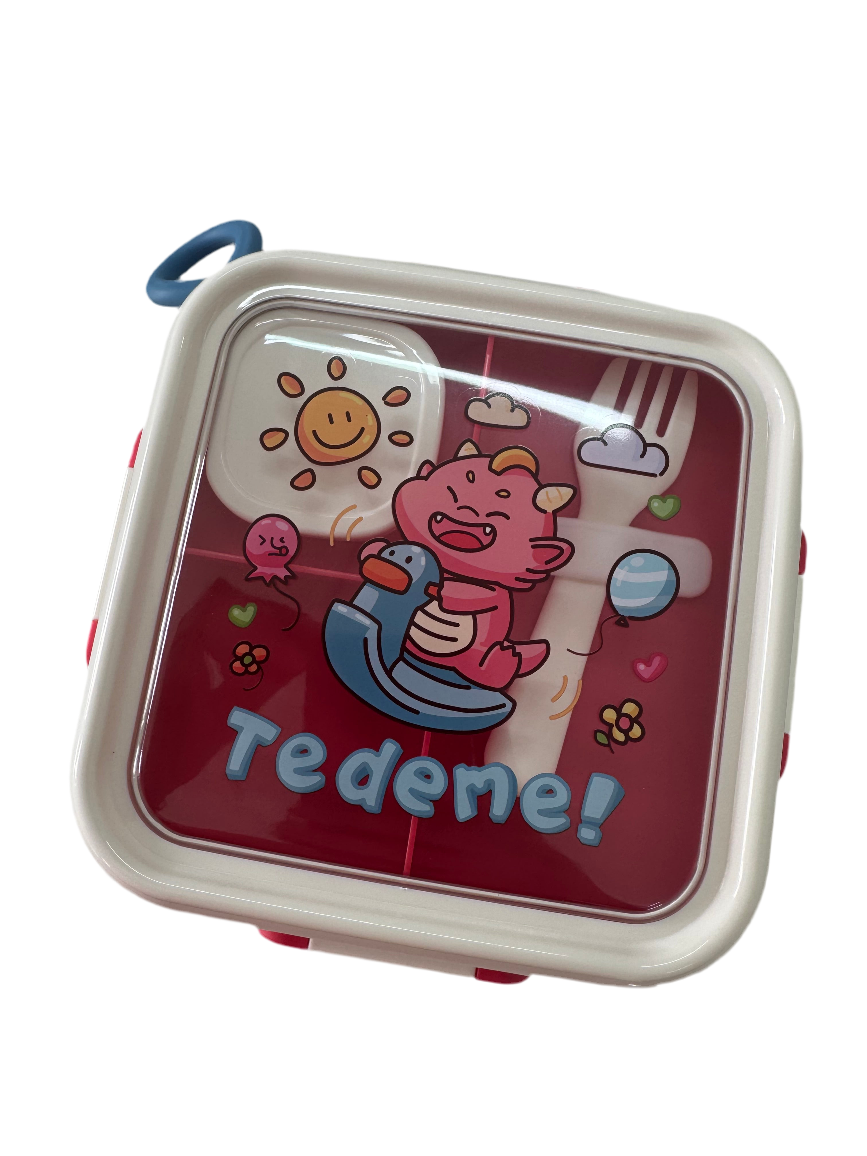 Cute Teddy Bear Leak-Proof Lunch Box with Stainless Steel Interior| Cute Desing | Multi-Tier Bento Box, Food Storage Container with Secure Lock (Pink)