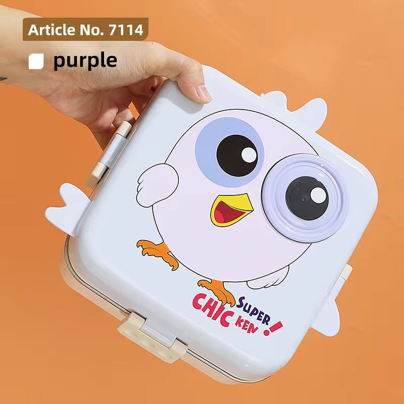 Super Chicken Lunch Box –Plastic Tiffin for School with Spoon, BPA-Free | Leak-Resistant Bento Box | Ideal for School, Picnic, Office & Outdoor