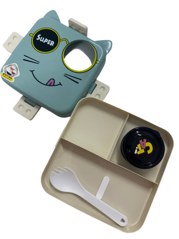 Cute Cat Design 3 Compartment Kids
PP Plastic Lunch Box Portable |Plastic Lunch Box Bento Lunch Box