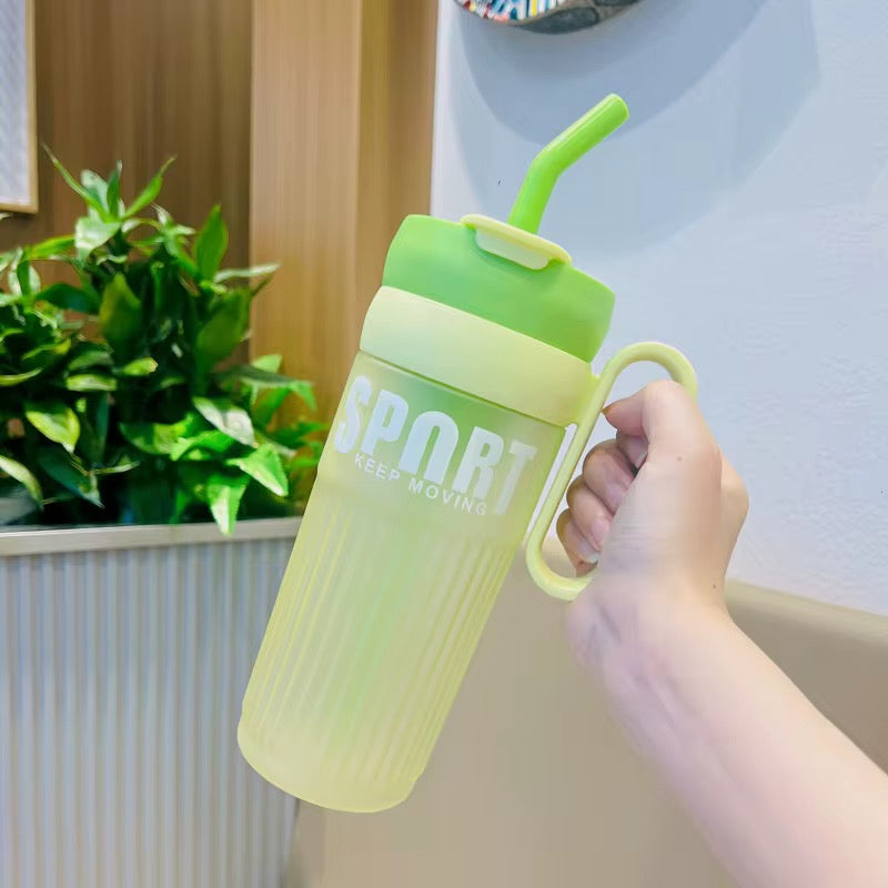 Frosted Large Capacity Portable Water Bottle with Handle & Straw | Summer Outdoor Sports Bottle with Tea Infuser