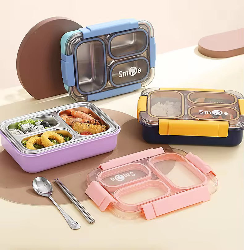 PU Insulated Lunch Box | Inner Stainless Steel Compartment | & | Leakproof Plastic Lunch Box Compartments Stylish Food Container with Secure Lid