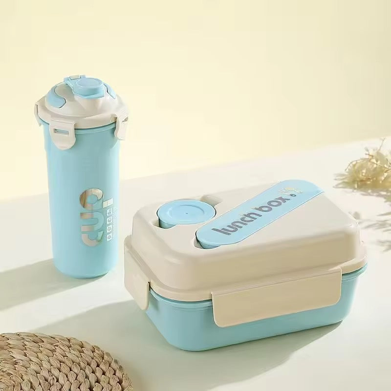 Stylish Lunch Box Set - Food Storage Leakproof with Spoon and Bottle(Cup)| Plastic Insulated Tiffin Box | Ideal for School, Office, Picnic