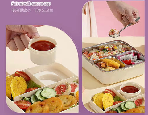 Elephant School Children Bento Lunch Box Cute Cartoon Printing| Super Elephant Lunch Box 2 Layer Stainless Steel Lunch Box|BPA Free Ideal for Kids