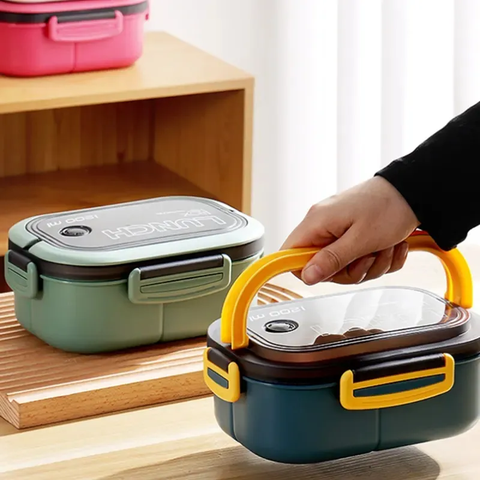 Stylish Design Lunch Box - Bento Box with Utensils Leakproof Food Storage Container for School, Work,Office