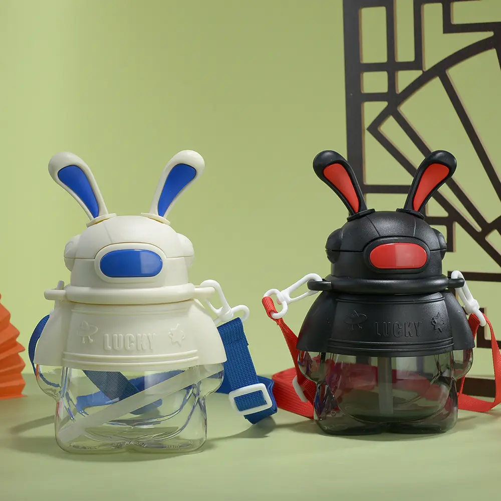 Rabbit Water Bottle | Cute Leakproof Design | BPA-Free with Nozzle, Easy Lock Lid, Matching Strap | Ideal for School, Travel, Picnic, Daily Use