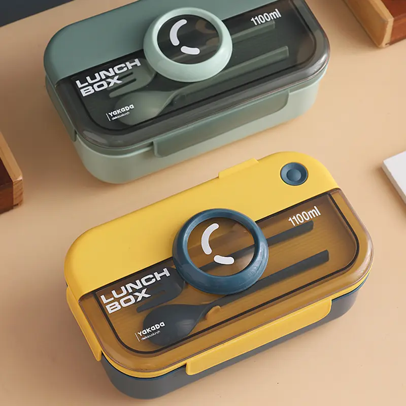 Leakproof Camera Style Bento Lunch Box- Food Container with Spoon and Fork,Portable Microwave Safe and Stylish for Work School Picnic Outdoor