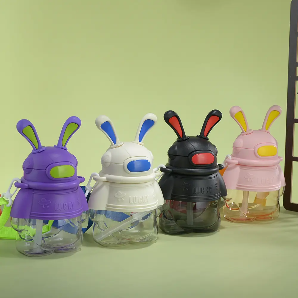 Rabbit Water Bottle | Cute Leakproof Design | BPA-Free with Nozzle, Easy Lock Lid, Matching Strap | Ideal for School, Travel, Picnic, Daily Use