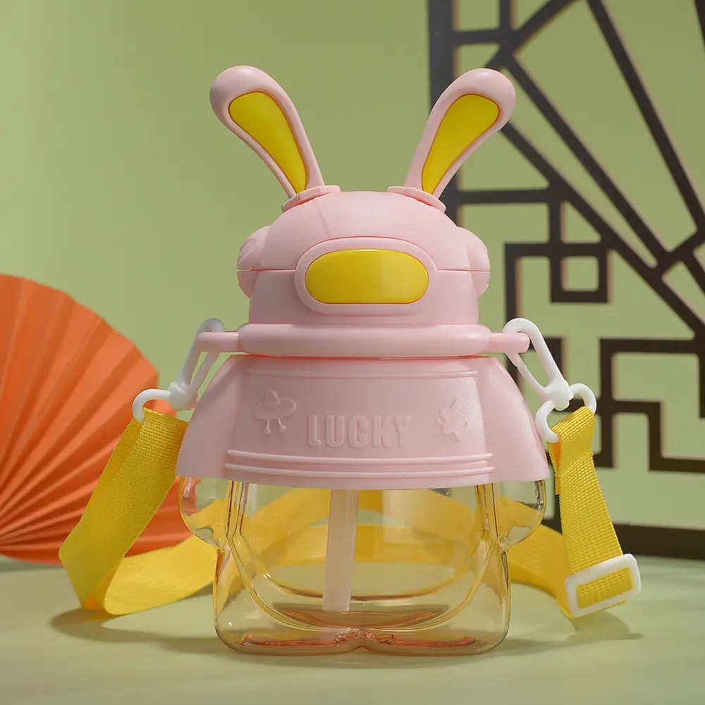 Rabbit Water Bottle | Cute Leakproof Design | BPA-Free with Nozzle, Easy Lock Lid, Matching Strap | Ideal for School, Travel, Picnic, Daily Use