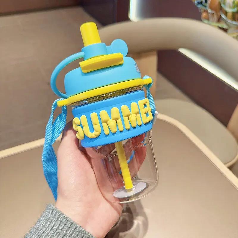Summer Water Bottle with Sipper - Ideal for School, Office, Travel | Stylish and Durable Design for Daily (Yellow)