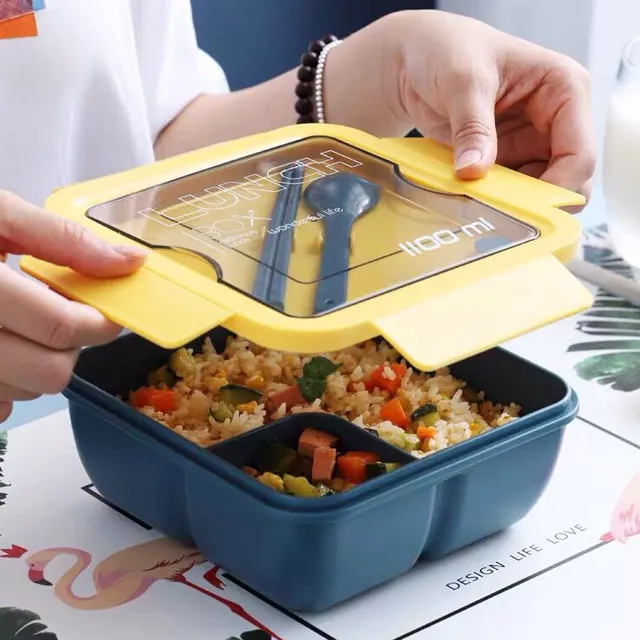 Classy Leakproof Lunch Box with 2 Compartment Design and Cutlery Set for Adults, Kids