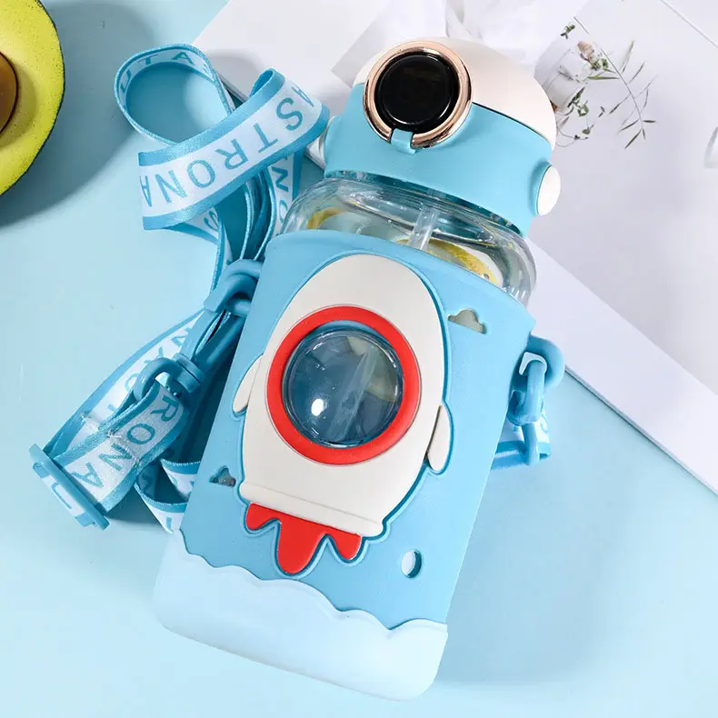 Space Theme Vibrant Kids Bottle - Cute Design with Handle | Stylish & Attractive | Perfect for School and Travel (Pink)