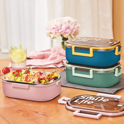 Lunch Box with Stainless Steel Interior and Vacuum Insulated Leak-Proof Lid – BPA-Free Material for Hot and Cold Meals – Ideal for School,Office,Travel and Picnics
