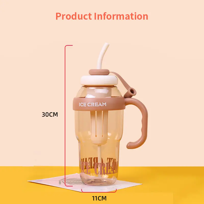 Designer Colourful Sipper Bottle – Transparent Bottle with Straw and Handle – Cute Leakproof Design for School,Travel Office,Daily Hydration Needs (Purple)