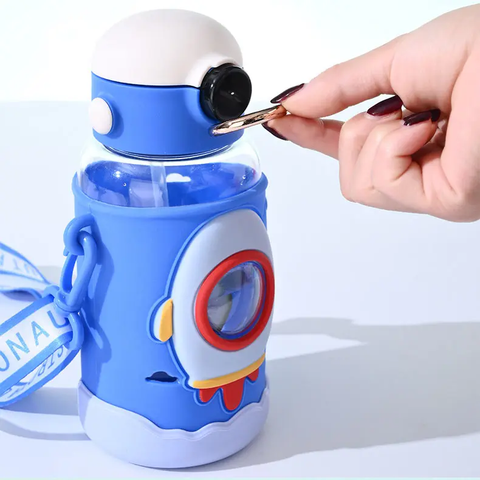 Space Theme Vibrant Kids Bottle - Cute Design with Handle | Stylish & Attractive | Perfect for School and Travel (Pink)