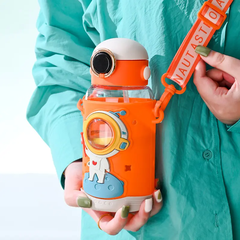 Space Theme Vibrant Kids Bottle - Cute Design with Handle | Stylish & Attractive | Perfect for School and Travel (Pink)