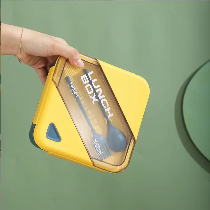 Modern Look Plastic Tiffin Lunch Box Container with 4 Side Clip Lock Lid for Office & School Use