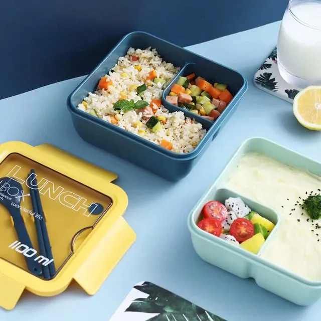 Classy Leakproof Lunch Box with 2 Compartment Design and Cutlery Set for Adults, Kids