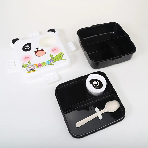 Panda Lunch Box 2 Layer Lunch Box Comes with 1 Small Container & 1 Spoon| Ideal for School, Picnic, Office & Outdoor